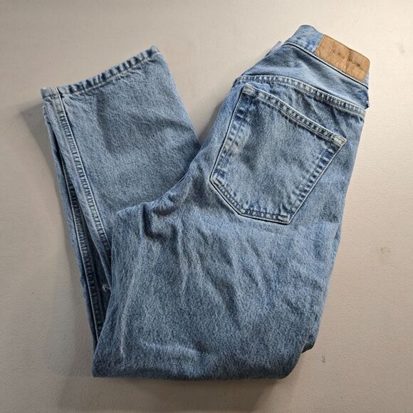 Topshop Blue Jeans Women's 28 Straight Leg Relaxed Distressed Button Fly - Picture 11 of 16